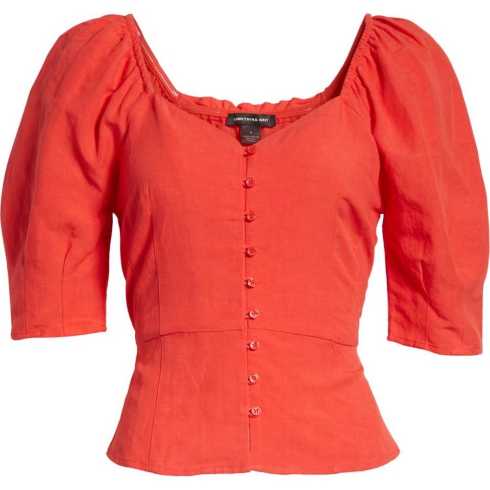NWT Something Navy button top